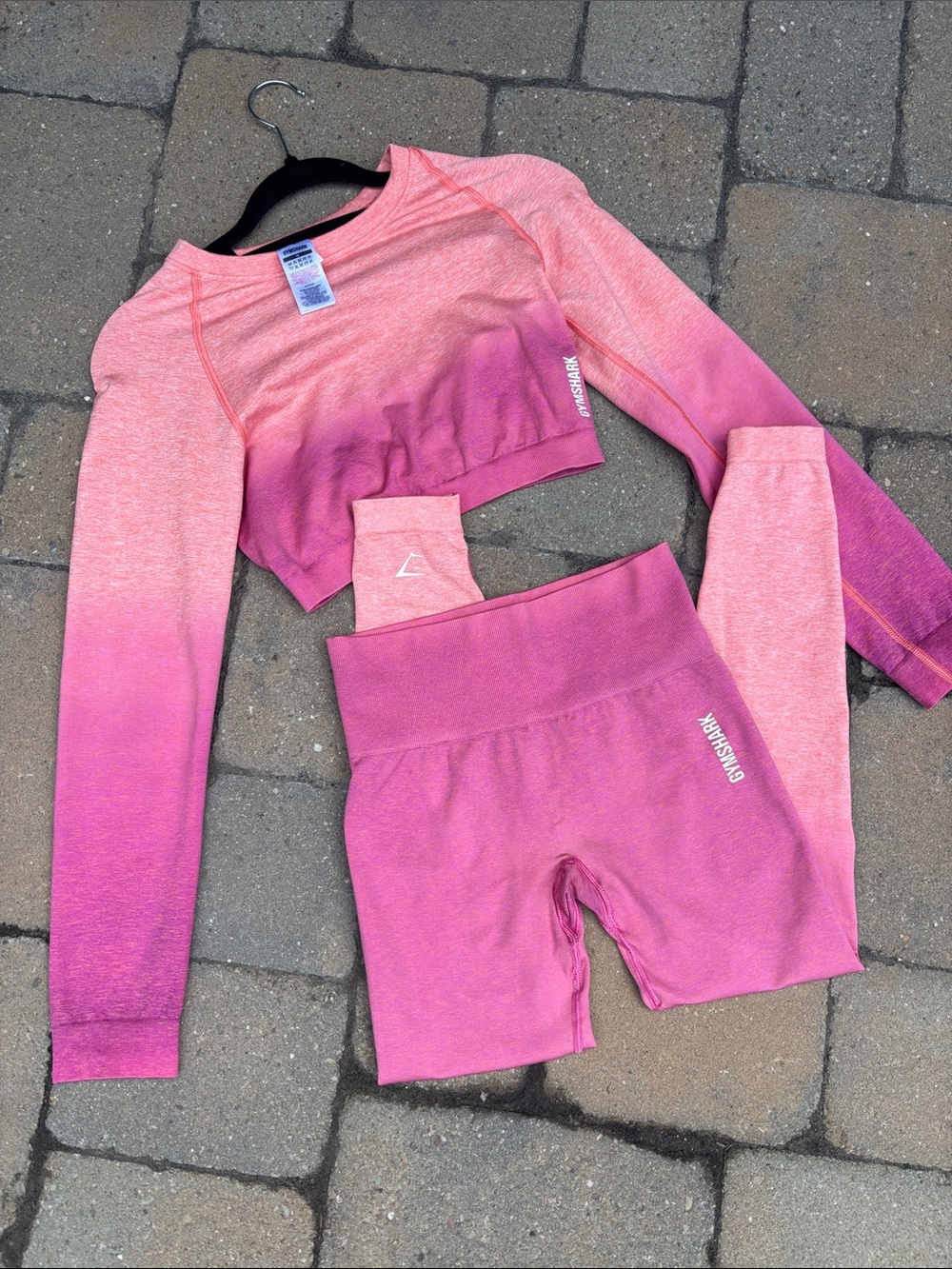 Gymshark Coral to Purple Ombre Long Sleeve Crop Top